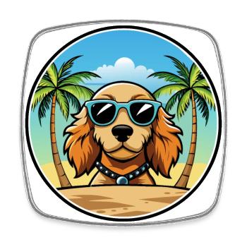 Norfolk Spaniel Hunderasse Cartoon Sonnenbrille Strand - Viereckiger Kühlschrankmagnet - Weiß - Vorne