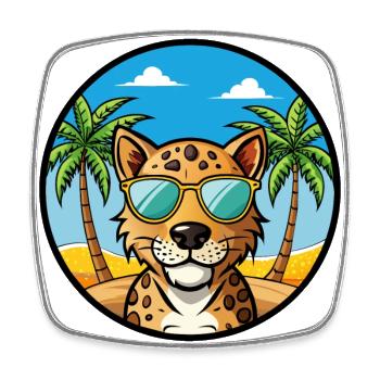 Léopard Cur Chien Race Dessin Animé Lunettes de soleil Plage - Magnet carré - blanc - Devant