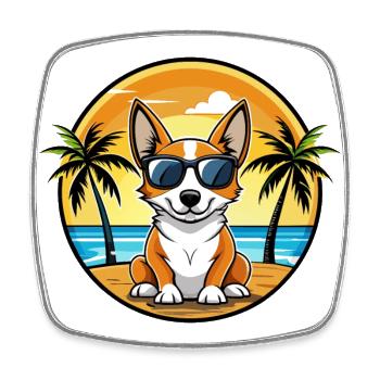 Lunettes de soleil de dessin animé de race de chien Fox Terrier miniature - Magnet carré - blanc - Devant