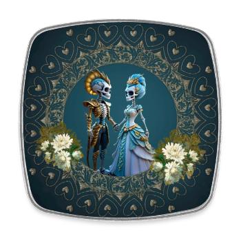 Das niedliche Skelett-Pärchen im Gothic-Stil - Viereckiger Kühlschrankmagnet - Weiß - Vorne