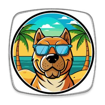 Perro De Presa Canario Hunderasse Cartoon Strand - Viereckiger Kühlschrankmagnet - Weiß - Vorne
