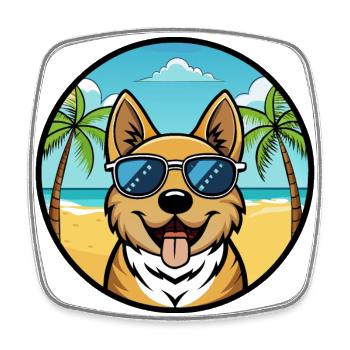 Plage de dessin animé de race de chien Ovcharka de Russie du Sud - Magnet carré - blanc - Devant
