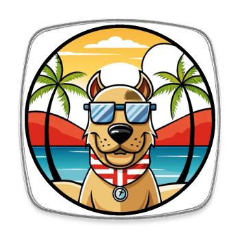 Norwegian Hound Dog Breed Cartoon Sunglasses Beach - Square fridge magnet - white - Front