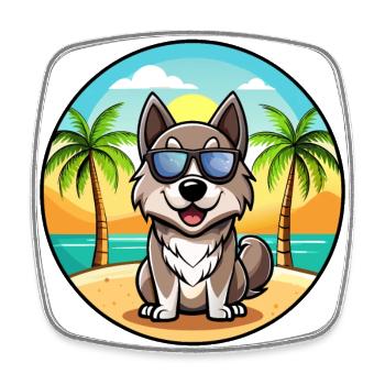 Norwegian Elkhound Dog Breed Cartoon Sunglasses - Square fridge magnet - white - Front
