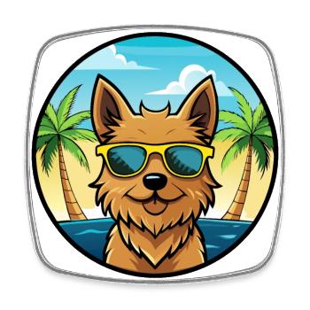 Norwich Terrier Dog Breed Cartoon Sunglasses Beach - Square fridge magnet - white - Front