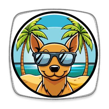 Peruvian Hairless Dog Breed Cartoon Sunglass Beach - Square fridge magnet - white - Front