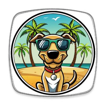 Plott Hound Hund Rasse Cartoon Sonnenbrille Strand - Viereckiger Kühlschrankmagnet - Weiß - Vorne