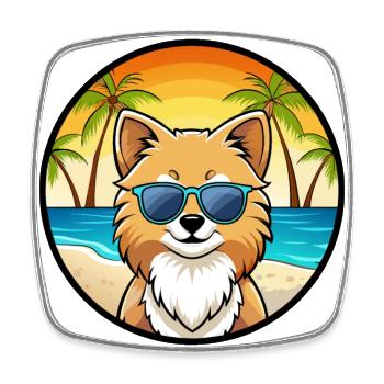 Pommersche Hunderasse Cartoon Sonnenbrille Strand - Viereckiger Kühlschrankmagnet - Weiß - Vorne
