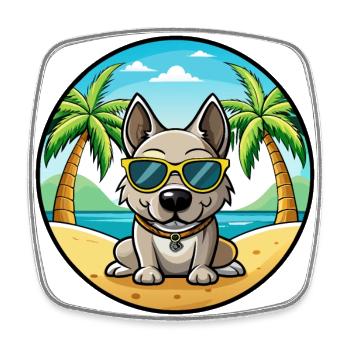 Porcelaine Chien Race Dessin Animé Lunettes De Soleil Plage - Magnet carré - blanc - Devant