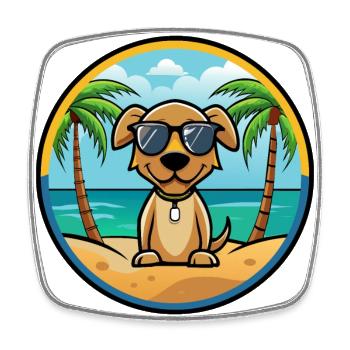 Pointer Dog Breed Cartoon Sunglasses Beach - Square fridge magnet - white - Front