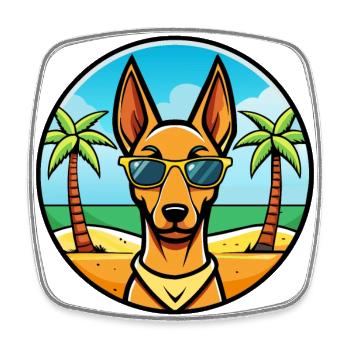 Pharao Hound Hund Rasse Cartoon Sonnenbrille Strand - Viereckiger Kühlschrankmagnet - Weiß - Vorne