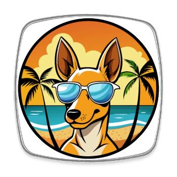 Podenco Ibicenco Chien Race Dessin Animé Lunettes De Soleil Plage - Magnet carré - blanc - Devant