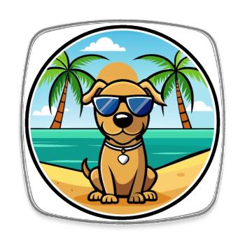 Serbischer Windhund Rasse Cartoon Sonnenbrille Strand - Viereckiger Kühlschrankmagnet - Weiß - Vorne