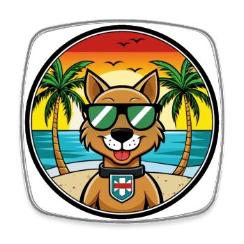 Portugais Chien de garde race dessin animé lunettes de soleil plage - Magnet carré - blanc - Devant