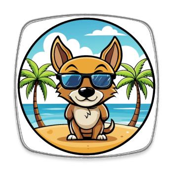 St Miguel Cattle Dog Rasse Cartoon Sonnenbrille Strand - Viereckiger Kühlschrankmagnet - Weiß - Vorne