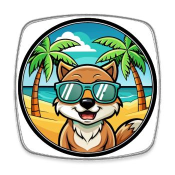 Taigan Dog Breed Cartoon Sunglasses Beach - Square fridge magnet - white - Front