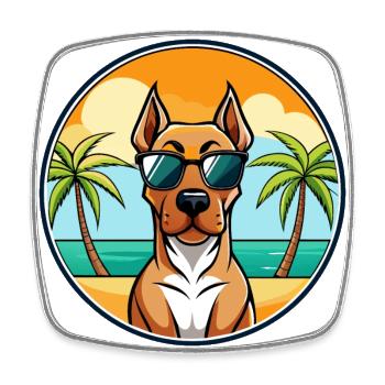 Rhodesian Ridgeback Hunderasse Cartoon Sonnenbrille - Viereckiger Kühlschrankmagnet - Weiß - Vorne