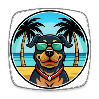 Rottweiler Hund Rasse Cartoon Sonnenbrille Strand - Viereckiger Kühlschrankmagnet - Weiß - Vorne