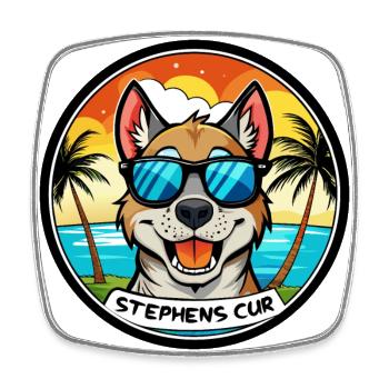 Stephens Cur Dog Breed Cartoon Sunglasses Beach - Square fridge magnet - white - Front