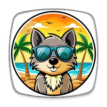 Schipperke Hunderasse Cartoon Sonnenbrille Strand - Viereckiger Kühlschrankmagnet - Weiß - Vorne