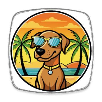 Vizsla Dog Breed Cartoon Sunglasses Beach - Square fridge magnet - white - Front