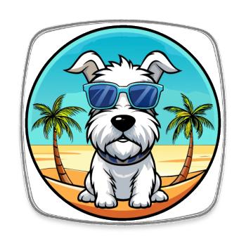 Sealyham Terrier Hunderasse Cartoon Sonnenbrille Strand - Viereckiger Kühlschrankmagnet - Weiß - Vorne