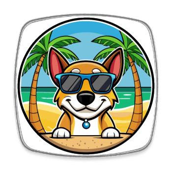 Serbischer dreifarbiger Laufhund Rasse Cartoon Strand - Viereckiger Kühlschrankmagnet - Weiß - Vorne