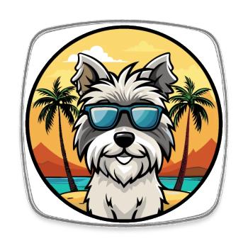 Skye Terrier Chien Race Dessin Animé Lunettes De Soleil Plage - Magnet carré - blanc - Devant