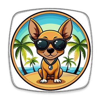 Lunettes de soleil de dessin animé Russian Toy Terrier Dog Breed - Magnet carré - blanc - Devant