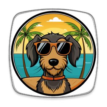 Drahthaardackel Hunderasse Cartoon Sonnenbrille - Viereckiger Kühlschrankmagnet - Weiß - Vorne
