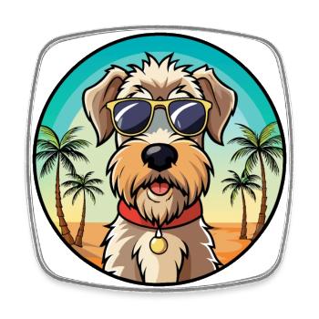 Weich beschichtete Wheaten Terrier Hunderasse Karikatur - Viereckiger Kühlschrankmagnet - Weiß - Vorne