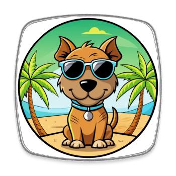 Teddy Roosevelt Terrier Hunderasse Cartoon Strand - Viereckiger Kühlschrankmagnet - Weiß - Vorne