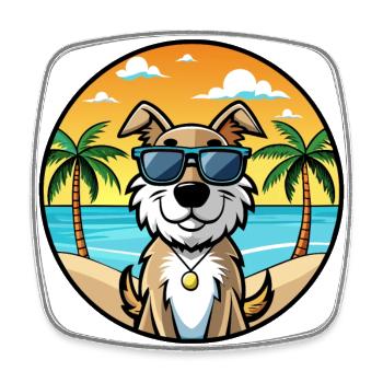Slovensky Cuvac Chien Race Dessin Animé Lunettes de Soleil Plage - Magnet carré - blanc - Devant
