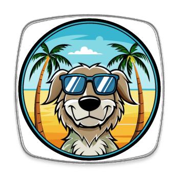 Stabyhoun Chien Race Dessin Animé Lunettes de Soleil Plage - Magnet carré - blanc - Devant