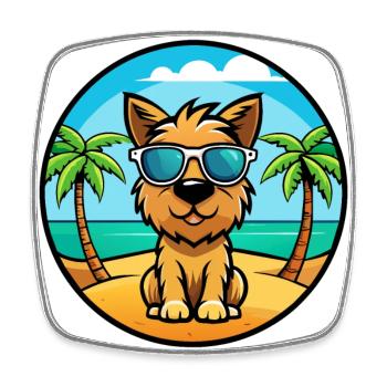 Tenterfield Terrier Hunderasse Cartoon Sonnenbrille - Viereckiger Kühlschrankmagnet - Weiß - Vorne