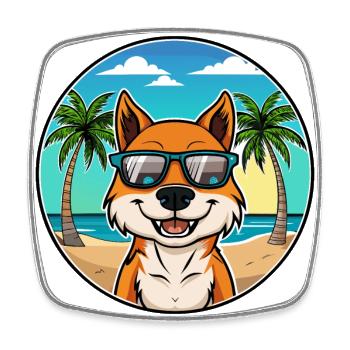 Taigan Kyrgyz Taighany Dog Breed Cartoon Beach - Square fridge magnet - white - Front