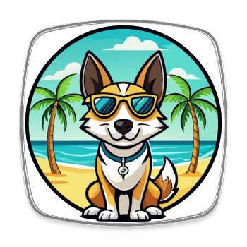 Spielzeug Foxterrier Hund Rasse Cartoon Sonnenbrille Strand - Viereckiger Kühlschrankmagnet - Weiß - Vorne