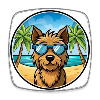 Welsh Terrier Hunderasse Cartoon Sonnenbrille Strand - Viereckiger Kühlschrankmagnet - Weiß - Vorne