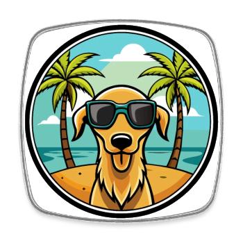 Sloughi Hunderasse Cartoon Sonnenbrille Strand - Viereckiger Kühlschrankmagnet - Weiß - Vorne