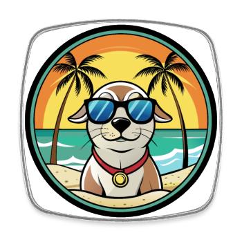 Seskar phoque chien race dessin animé lunettes de soleil plage - Magnet carré - blanc - Devant