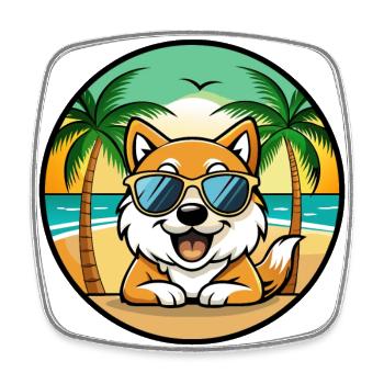 Spitz Chien Race Dessin Animé Lunettes De Soleil Plage - Magnet carré - blanc - Devant