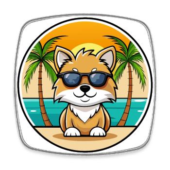 Spielzeug Deutscher Spitz Hund Rasse Cartoon Sonnenbrille Strand - Viereckiger Kühlschrankmagnet - Weiß - Vorne
