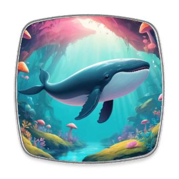 Flying Whale - Square fridge magnet - white - Front