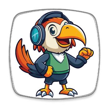 Toucan Funny Cartoon Character Headphone Music - Square fridge magnet - white - Front
