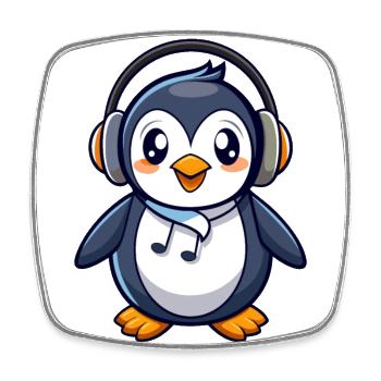 Pinguin Lustige Zeichentrickfigur Kopfhörermusik - Viereckiger Kühlschrankmagnet - Weiß - Vorne
