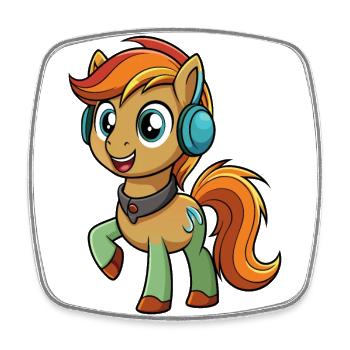 Poney Drôle Dessin Animé Personnage Casque Musique - Magnet carré - blanc - Devant