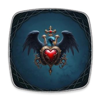 Elegant Gothic Heart with Fantasy Bird. - Square fridge magnet - white - Front