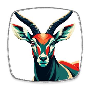 Antilope Zeichentrickfigur Buntes Haustier Tier - Viereckiger Kühlschrankmagnet - Weiß - Vorne