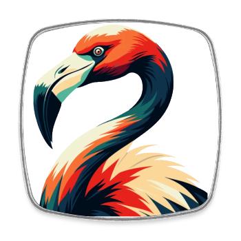 Flamingo Cartoon Figur Buntes Haustier Tier - Viereckiger Kühlschrankmagnet - Weiß - Vorne