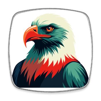 Eagle Cartoon Character Colorful Pet Animal - Square fridge magnet - white - Front